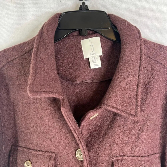JOIE Wool Blend Button‎ Front Boxy Dark Purple Cardigan Jacket Women's Size XL - Picture 3 of 8